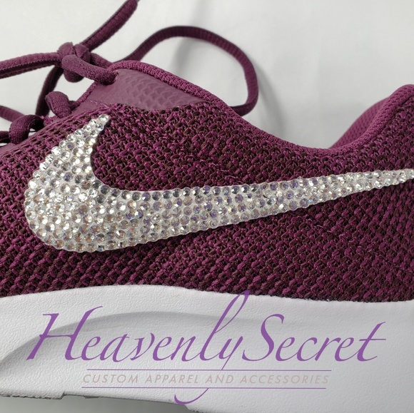 Custom Bling Bordeaux Womens Nike Tanjun - Picture 4 of 5